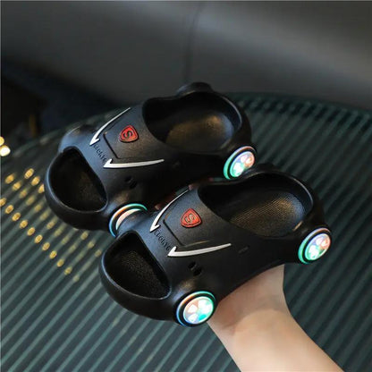 Kids Glowing Slippers Cartoon Car Sandals Children Sandals Anti Slip Boys Girls Luminous Slippers Summer Beach Shoes by Dropshipman