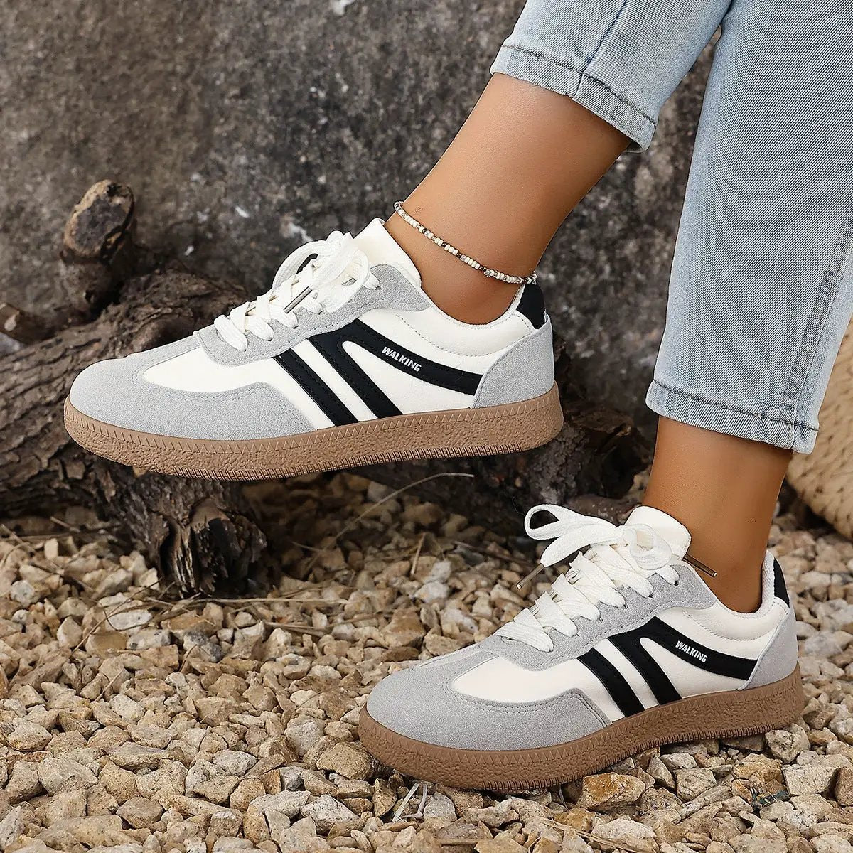Large Size Color Blocked Round Toe Women's Shoes by Dropshipman