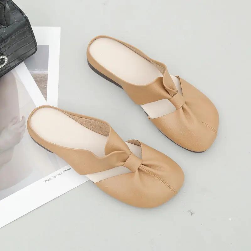 Flat-Soled Soft-Soled Lazy Casual Closed-Toe Half Slippers Mother Shoes by Dropshipman