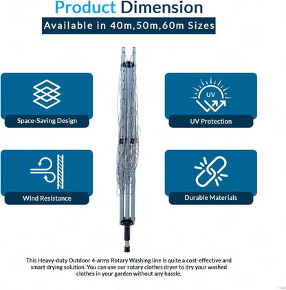 50M Rotary Airer Dryer Cover Metal Spike by Un-Branded