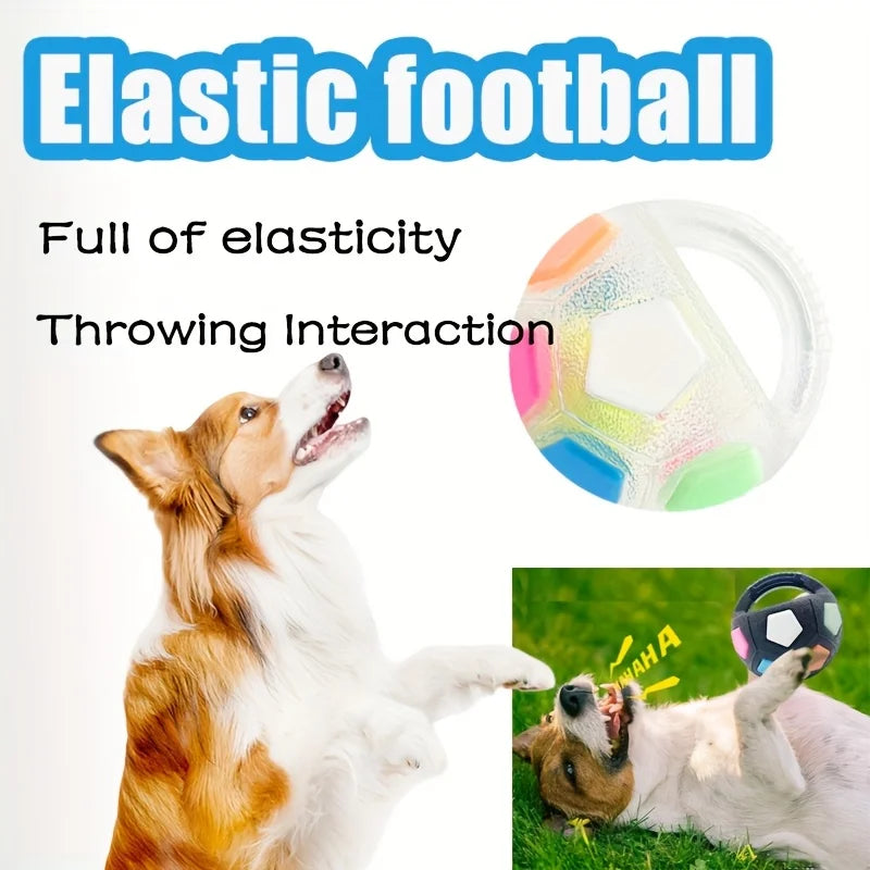 Soccer Ball Pet Vocal Toy, Durable TPR Material, Dog Toy with Carrying Handle, Suitable for Throwing , Interactive Pet Toy