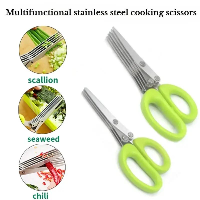1Pc/2Pcs New Stainless Steel 3/5-Layer Kitchen Scissors, Suitable for Cutting and Cooking Chili Peppers, Onions, and Cilantro by All Mart Bristol Ltd