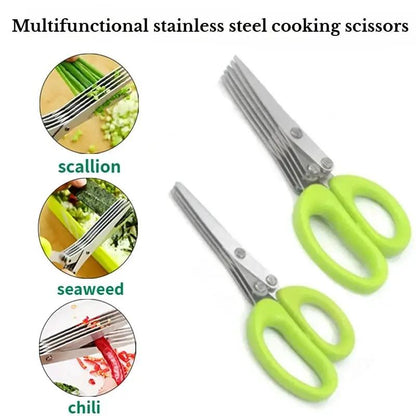 1Pc/2Pcs New Stainless Steel 3/5-Layer Kitchen Scissors, Suitable for Cutting and Cooking Chili Peppers, Onions, and Cilantro by All Mart Bristol Ltd