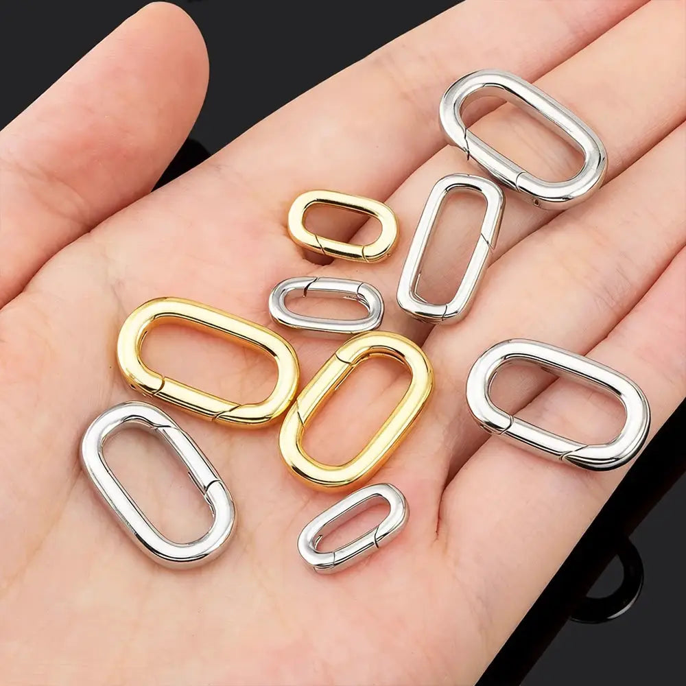 2pcs 18K Gold Plated Filled Oval Carabiner Necklace Clasps Spring Ring Pearl Enhancer Connector for DIY Jewelry Bracelet Making by All Mart Bristol Ltd