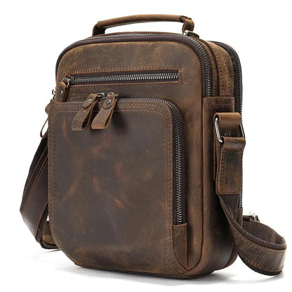 Genuine Leather Shoulder Messenger Bag Vintage Crazy Horse by Dropshipman