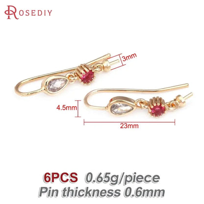 18K Gold Color Brass Can fit Half Hole Beads with Half Pins Earrings Hooks High Quality Jewelry Making Diy Findings Accessories by All Mart Bristol Ltd