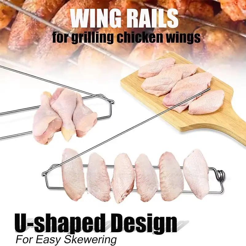 4Pcs Chicken Wing Rails for Grilling Stainless Steel Clamping Chicken Wing Rack BBQ Wing Rails Grill Chicken Roaster Stand JT585 by All Mart Bristol Ltd