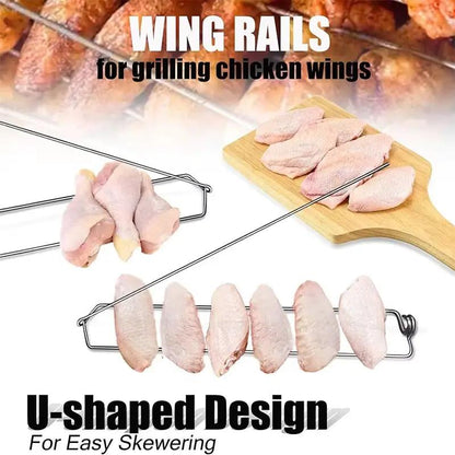4Pcs Chicken Wing Rails for Grilling Stainless Steel Clamping Chicken Wing Rack BBQ Wing Rails Grill Chicken Roaster Stand JT585 by All Mart Bristol Ltd