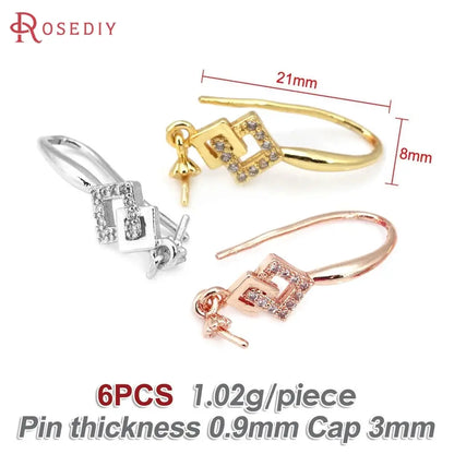 18K Gold Color Brass Can fit Half Hole Beads with Half Pins Earrings Hooks High Quality Jewelry Making Diy Findings Accessories by All Mart Bristol Ltd