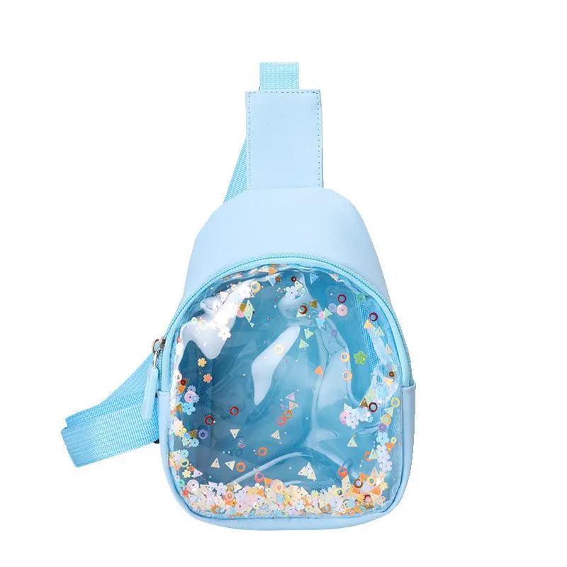 Solid Color PU Leather Children's Chest Pack Quicksand Lightweight Children's Trendy Cool Shoulder Bag by Dropshipman
