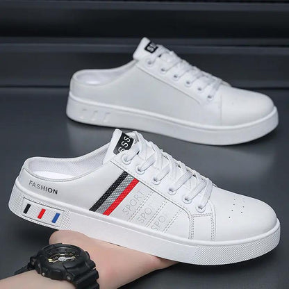 Summer Men's Casual Breathable Semi Slipper White Shoes by Dropshipman