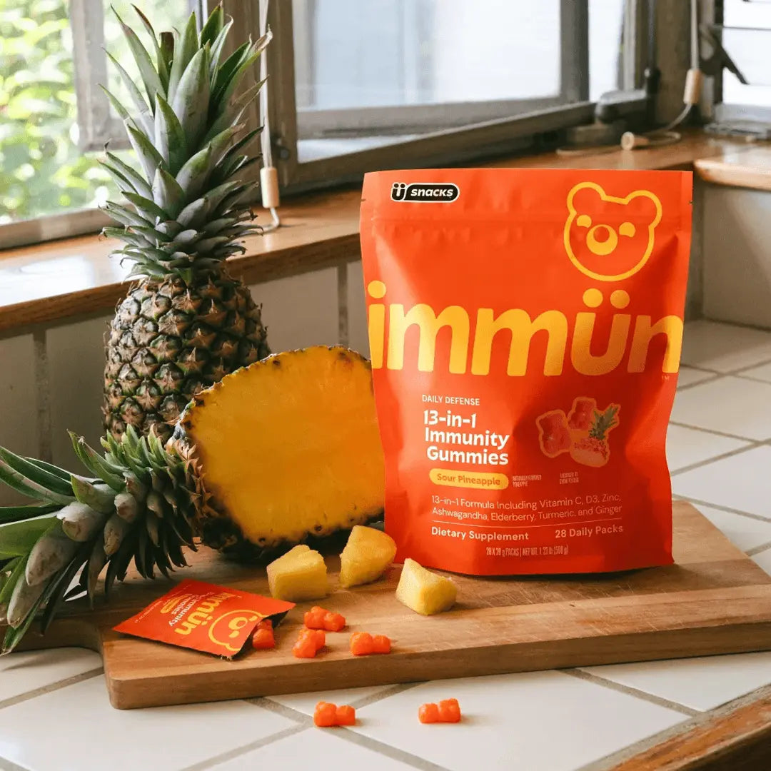 Immün 13-In-1 Immunity Gummies (Sour Pineapple): Daily Immune Defense Supplement with 13 Clinically Studied Ingredients: Vitamin C, D3, Zinc, Ashwagandha KSM-66, Elderberry, Prebiotics, Adaptogens, Gluten Free, Vegan, Third Party Tested by All Mart Bristol Ltd