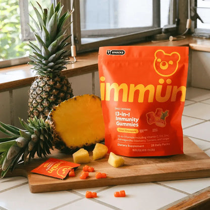 Immün 13-In-1 Immunity Gummies (Sour Pineapple): Daily Immune Defense Supplement with 13 Clinically Studied Ingredients: Vitamin C, D3, Zinc, Ashwagandha KSM-66, Elderberry, Prebiotics, Adaptogens, Gluten Free, Vegan, Third Party Tested by All Mart Bristol Ltd