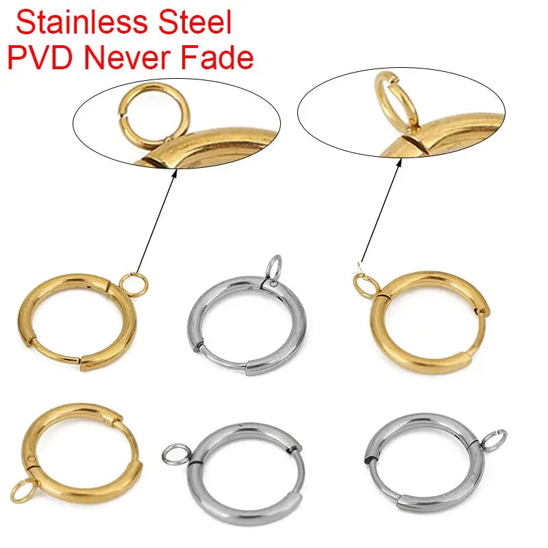 10pcs PVD Never Fade Earrings Hooks Making 16mm Hypoallergenic Stainless Steel Earring Clasps Wire For Jewelry Findings Supplies by All Mart Bristol Ltd