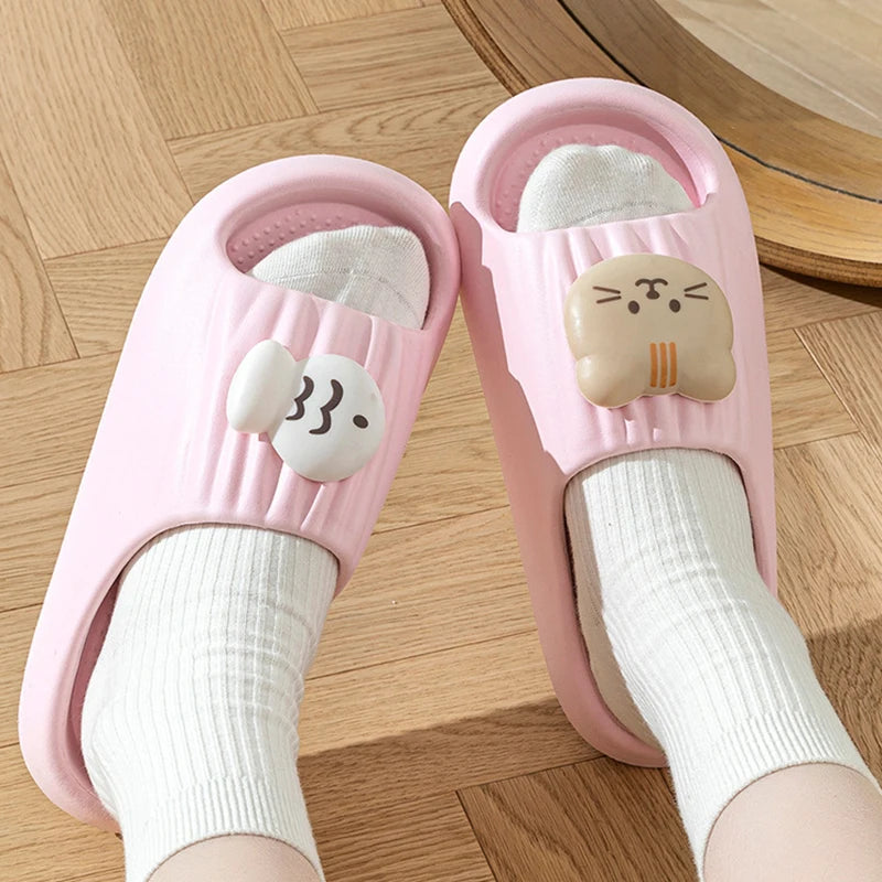 Cute Cat Decoration Soft Cloud EVA Indoor Slippers Women Summer 2026 Comfort Thick Bottom House Slippers Girl's Cartoon Slides by All Mart Bristol Ltd