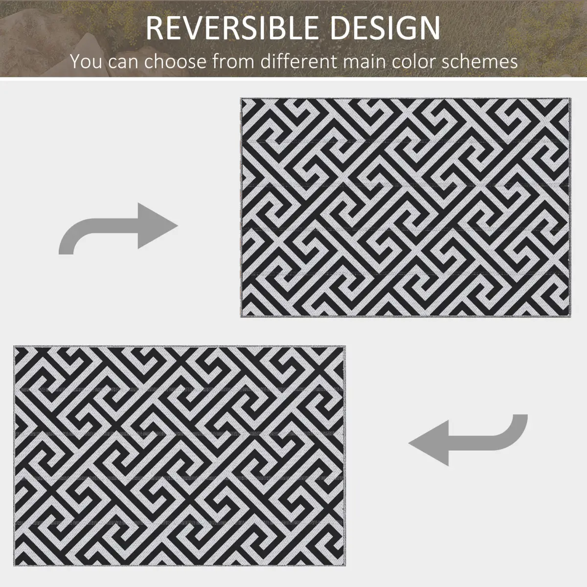 121x182cm Reversible Outdoor Rug Portable Plastic Straw RV Outsunny by Unbranded