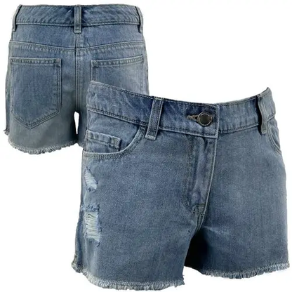 Girls Distressed Ripped Denim Shorts by All Mart Bristol Ltd