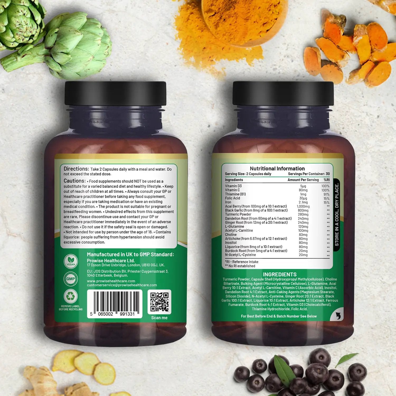 Prowise Advanced Livcare+ 60 Capsules Liver Cleanse Detox and Repair for men and women by Prowise Healthcare