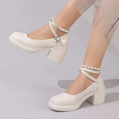New Women Pumps Shoes Fashion Cross Strap Ladies Shallow Dress Mary Jane Shoes Female Elegant High Heel Footwear Platform Heels by All Mart Bristol Ltd
