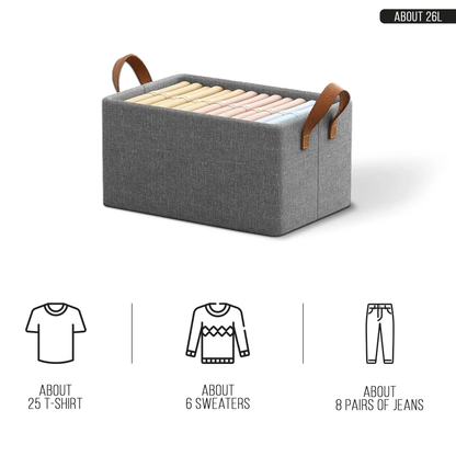 storage Fabric cloth organizer grey foldable bag with handle ~5331 by All Mart Bristol Ltd