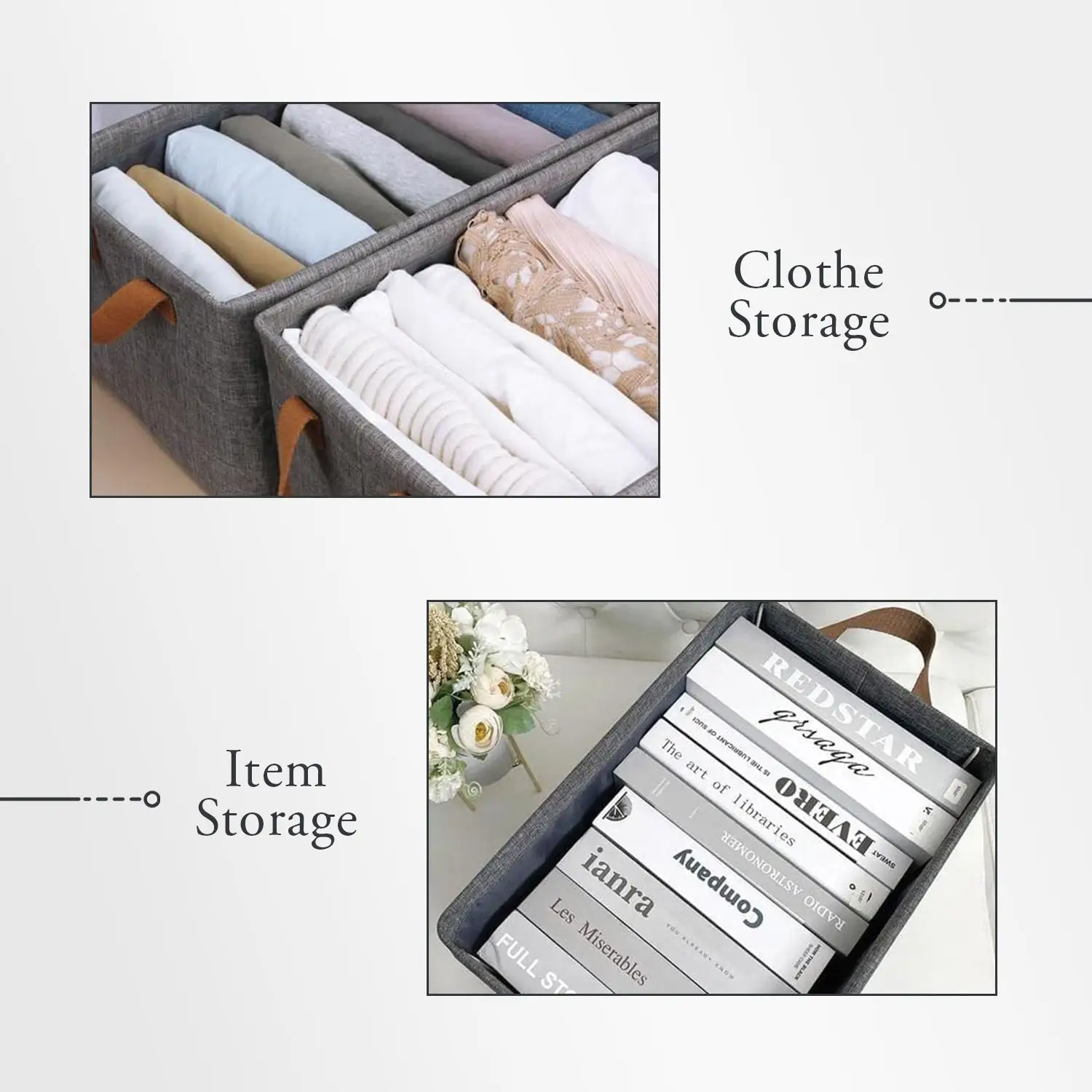 storage Fabric cloth organizer grey foldable bag with handle ~5331 by All Mart Bristol Ltd