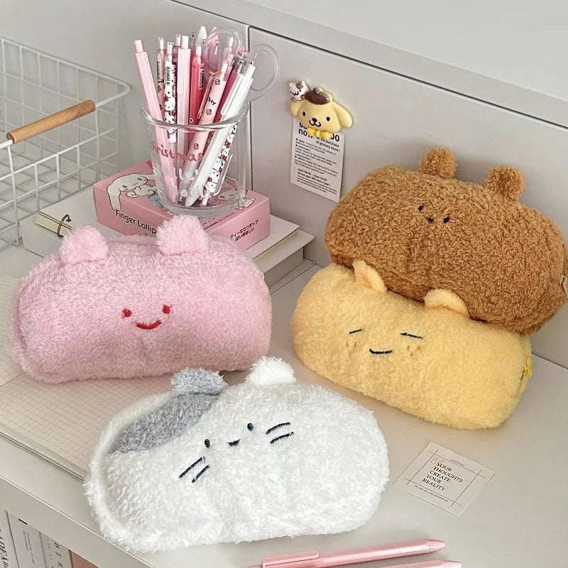 Cartoon Cosmetic Bag Pencil Case Plush Pencil Case Handbag Embroidery Kawaii Pencil Case Stationery Zipper Pouch Bag by All Mart Bristol Ltd