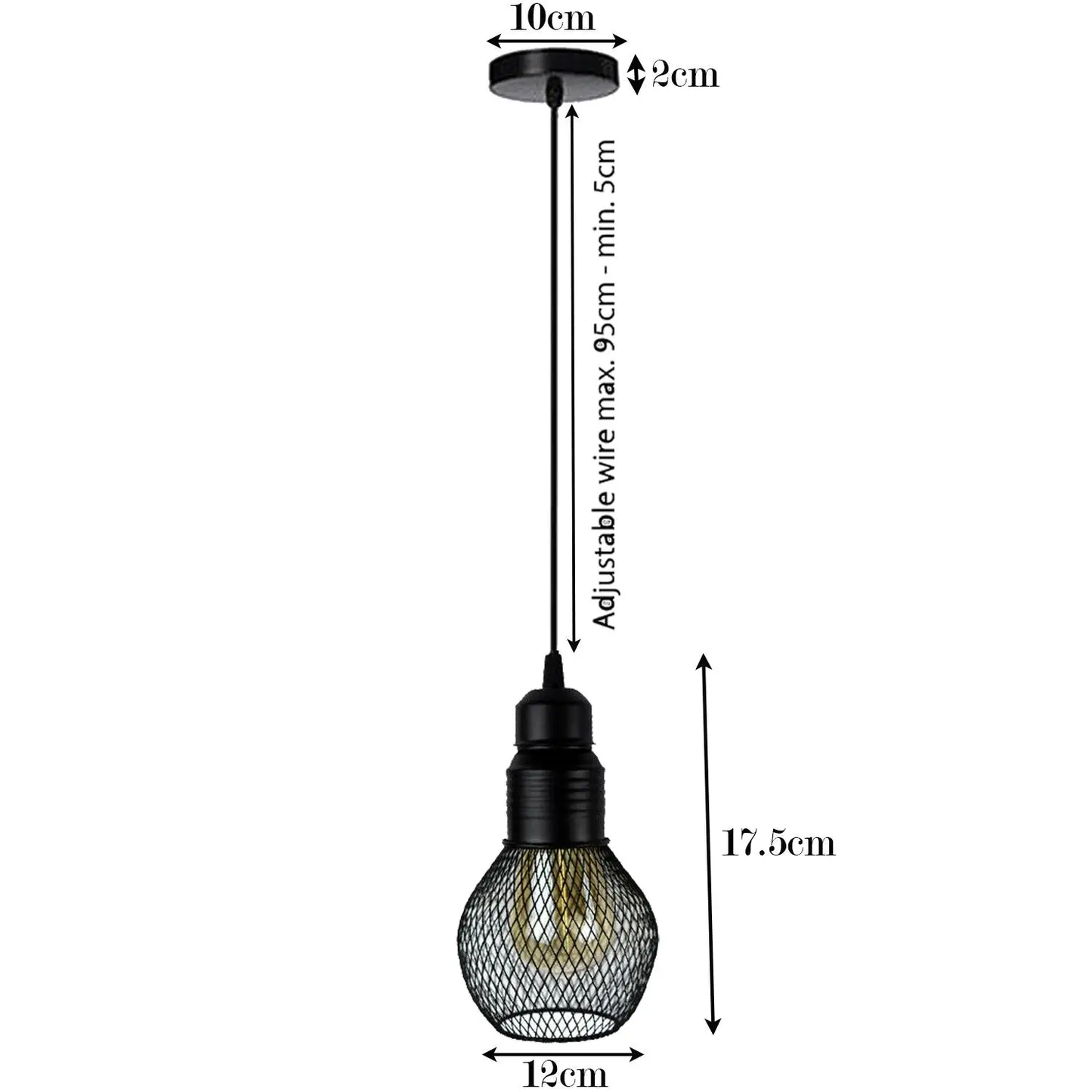 modern ceiling pendant lamp cage fitting black small vintage light~1352 by All Mart Bristol Ltd