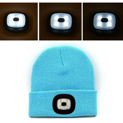 LED Beanie Hats Rechargeable Unisex High Powered Head Lamp Torch Light Cap by All Mart Bristol Ltd