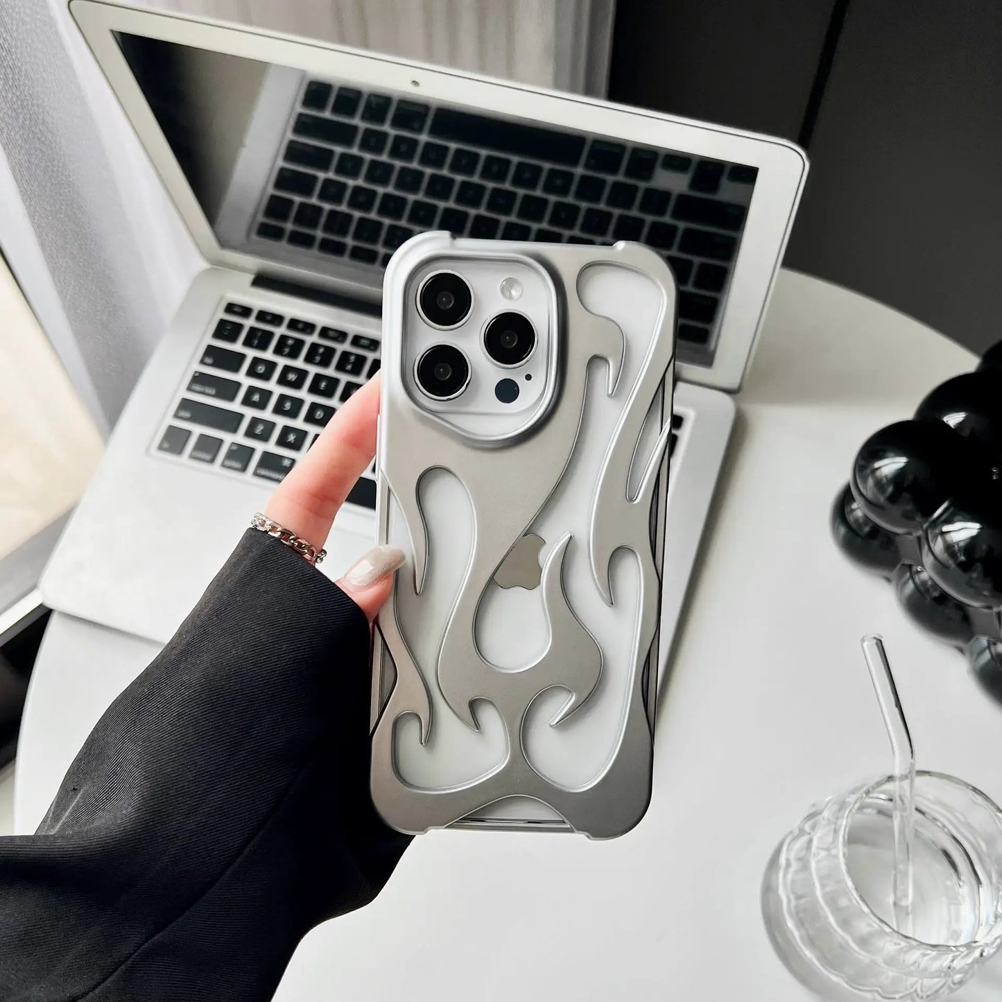 Electroplating Hollow Heat Dissipation Phone Case Flame Pattern High-grade Soft Shell by Dropshipman