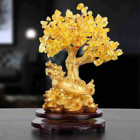 Citrine Small Water Turtle Money Tree Feng Shui Lucky Tree Decorative Ornaments by Dropshipman