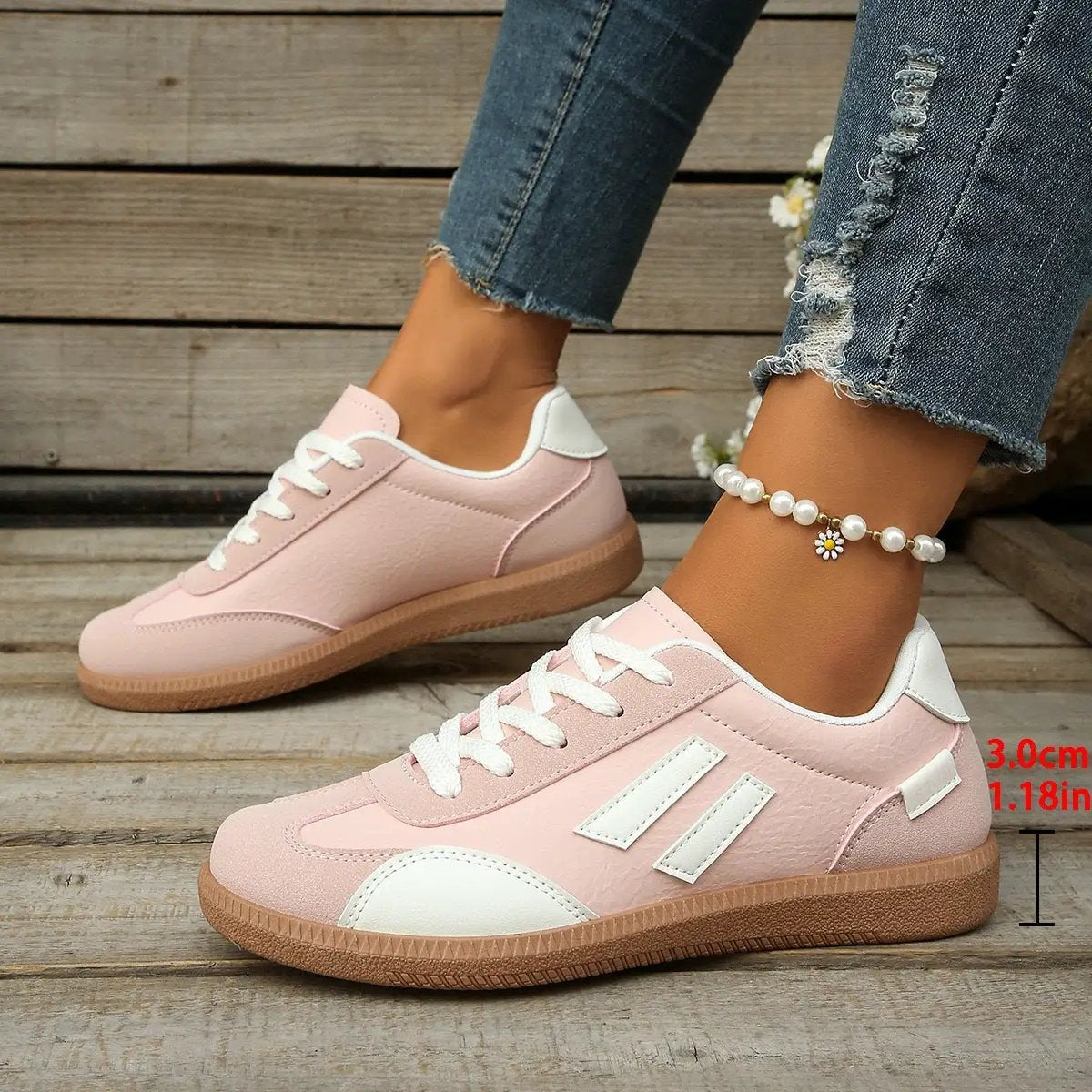 Womens Retro Flat-Soled Plus-Size Sneakers by Dropshipman