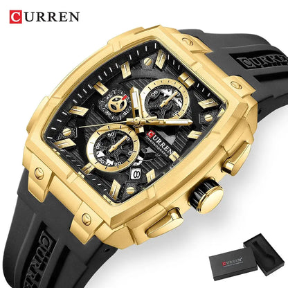 CURREN Luxury Vintage Watch for Men Sports Chronograph Quartz Wristwatches with Silicone Strap,Date,Luminous by All Mart Bristol Ltd
