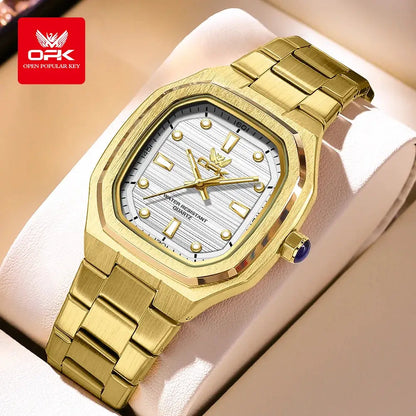 OPK 6044 Original Men Watches Stainless steel Waterproof New Men's Watch Square Dial Luminous Quartz Watch for Men by All Mart Bristol Ltd
