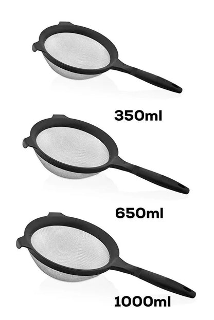 3-Piece Clip on Pot Strainer Set Stainless Steel Mesh Sieves 14-18-22Cm Flour Sifter Pasta Rice Colander by All Mart Bristol Ltd
