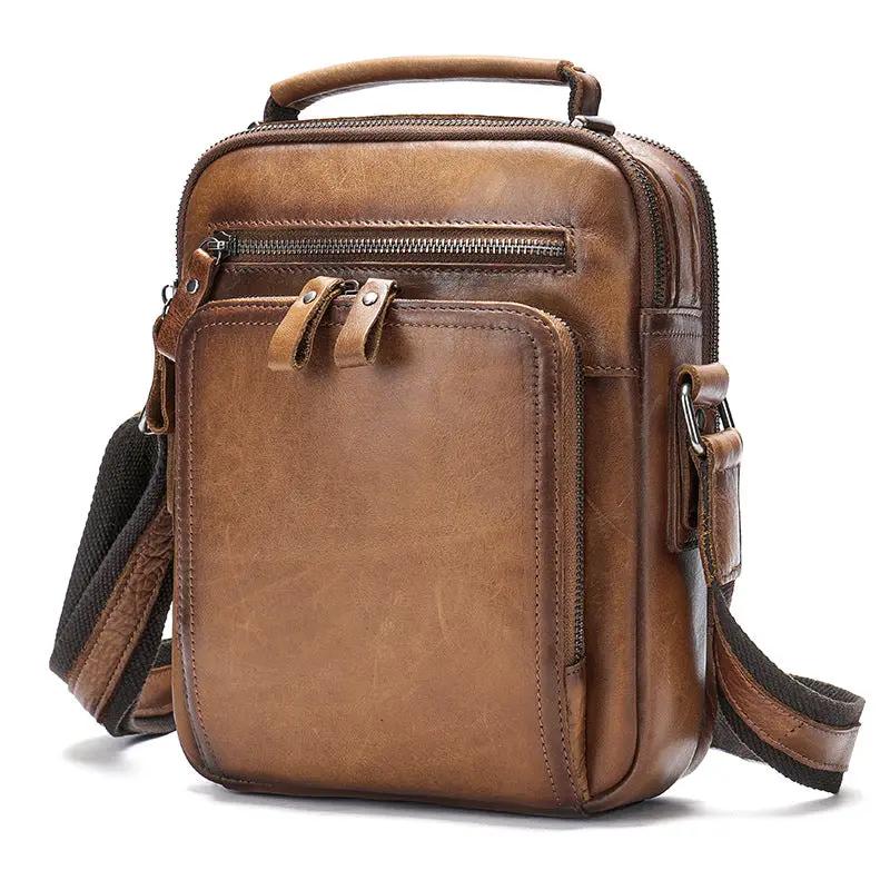Genuine Leather Shoulder Messenger Bag Vintage Crazy Horse by Dropshipman