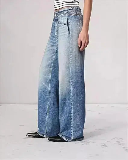 2026 Jeans Wide Leg Pants Women Denim Floor Length Mid Waist Washed Distressed Pockets Vintage Y2k Streetwear Straight Trousers by All Mart Bristol Ltd