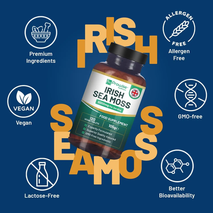 Irish Sea Moss Tablets High Strength 6000mg – Irish Sea Moss Supplement 120 Vegan Tablets High Potency - UK Made - Non-GMO by Prowise by All Mart Bristol Ltd