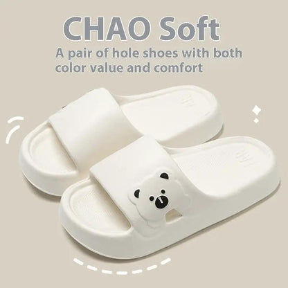Cute Bear Home Slippers Summer Fashion Thick Bottom Non-slip Bathroom Slipper Women Men Couples Shoes by Dropshipman