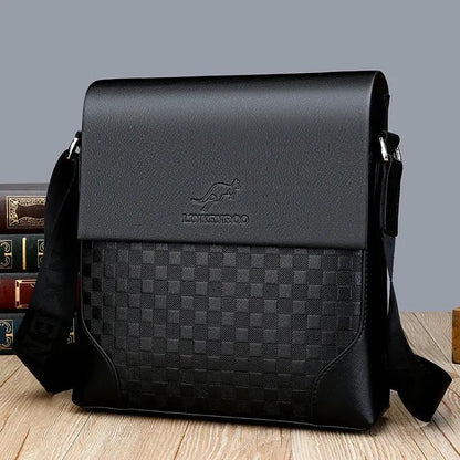 Men's Cross-body Chessboard Vintage Leather Bag by Dropshipman