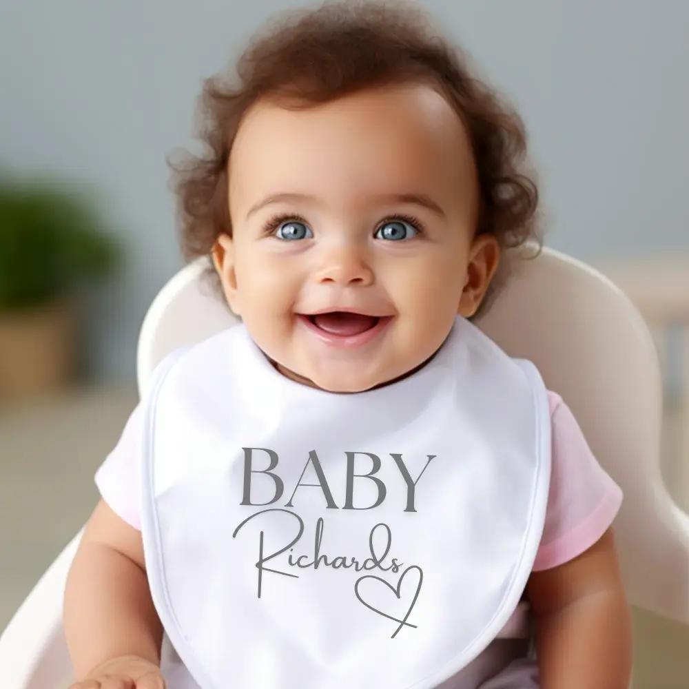 Personalised Surname Heart Baby Outfit: Bib, Vest, Baby Grow by Aye Do Gifts