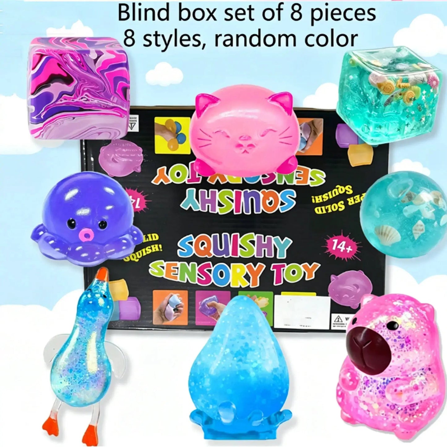 8-Piece Set Blind Box Malt Sugar Stress Relief Fidget Toys, Sensory Bundle, Creative Slow-Return Squishy, Party Gift, 8 Different Styles by All Mart Bristol Ltd