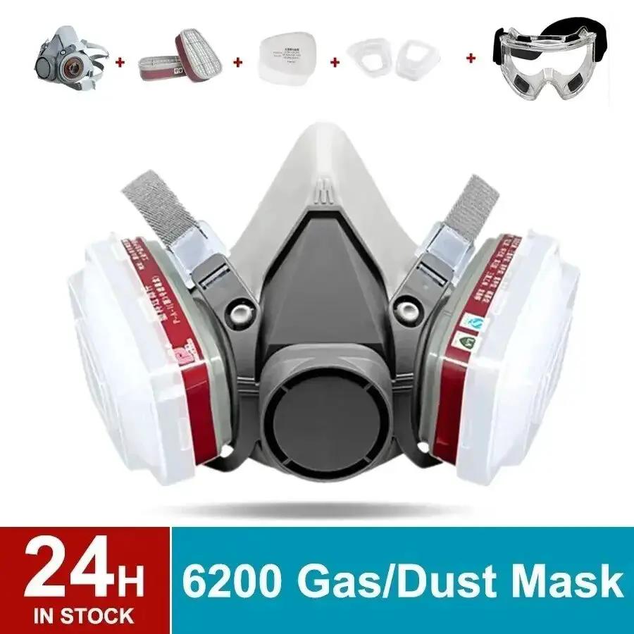 Original 6200 Reusable Respirator Half Face Cover Gas Mask With Fog-proof Glasses For Painting Spray Polishing Work Safety Smoke by Dropshipman