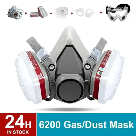 Original 6200 Reusable Respirator Half Face Cover Gas Mask With Fog-proof Glasses For Painting Spray Polishing Work Safety Smoke by Dropshipman