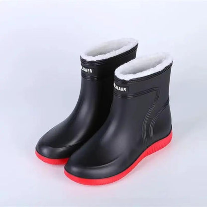 Cotton-padded Warm-keeping Fixed Velvet Rain Boots For Men And Women by Dropshipman