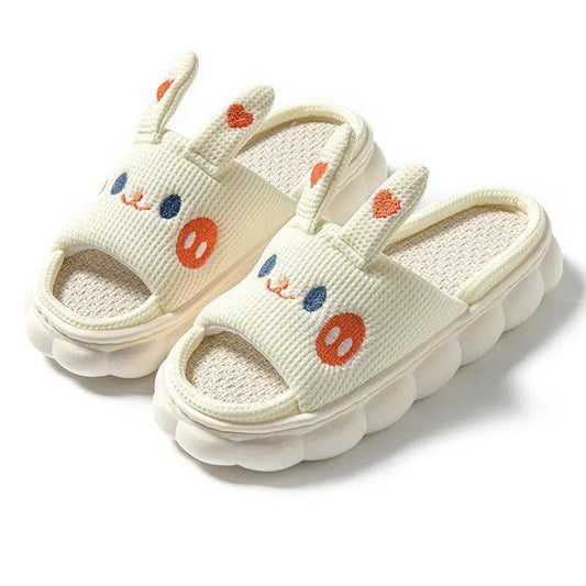 Cartoon Open Toe Couple Hemp Slippers by Dropshipman