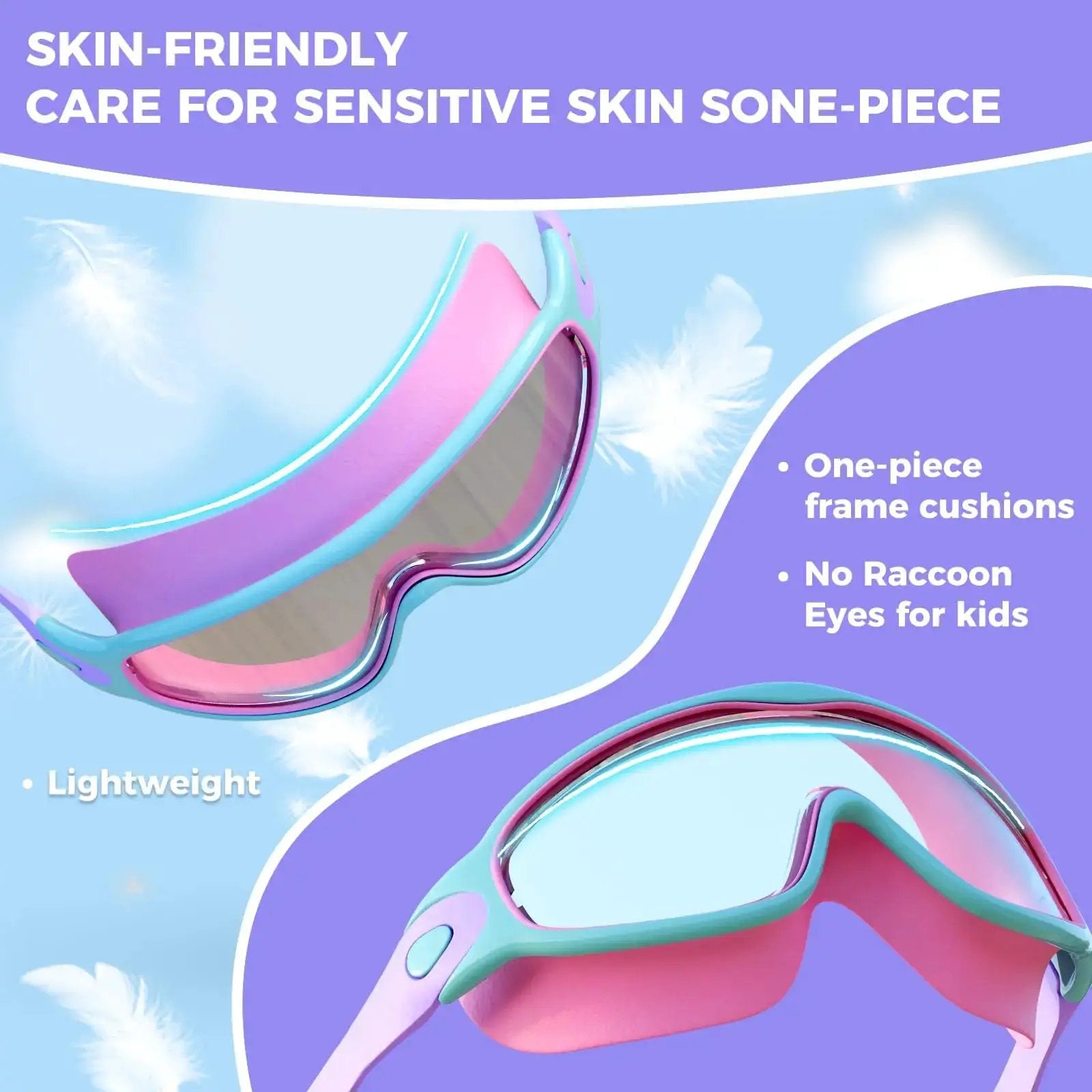 MERSUN 3 Pack Swimming Goggles, Kid Goggles with Earplugs Large Frame Anti-Fog/Uv Wide View Swim Goggles Boys Girls 4-12 by All Mart Bristol Ltd