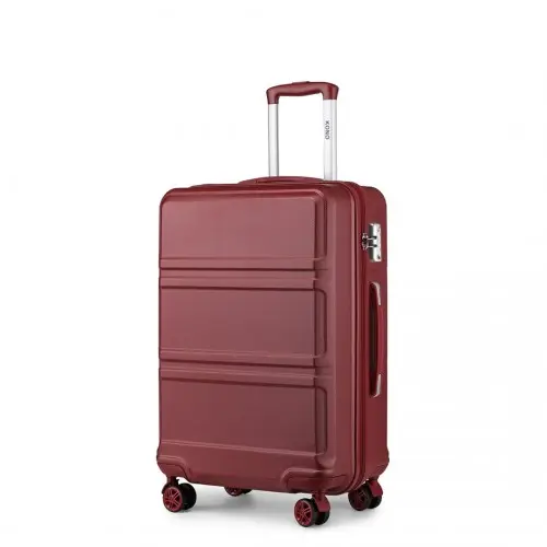 K1871-1L - Kono ABS 24 Inch Sculpted Horizontal Design Suitcase - Burgundy by All Mart Bristol Ltd