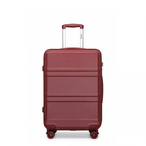 K1871-1L - Kono ABS 24 Inch Sculpted Horizontal Design Suitcase - Burgundy by All Mart Bristol Ltd