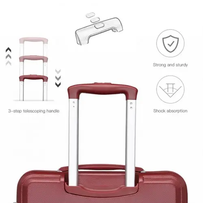 K1871-1L - Kono ABS 24 Inch Sculpted Horizontal Design Suitcase - Burgundy by All Mart Bristol Ltd
