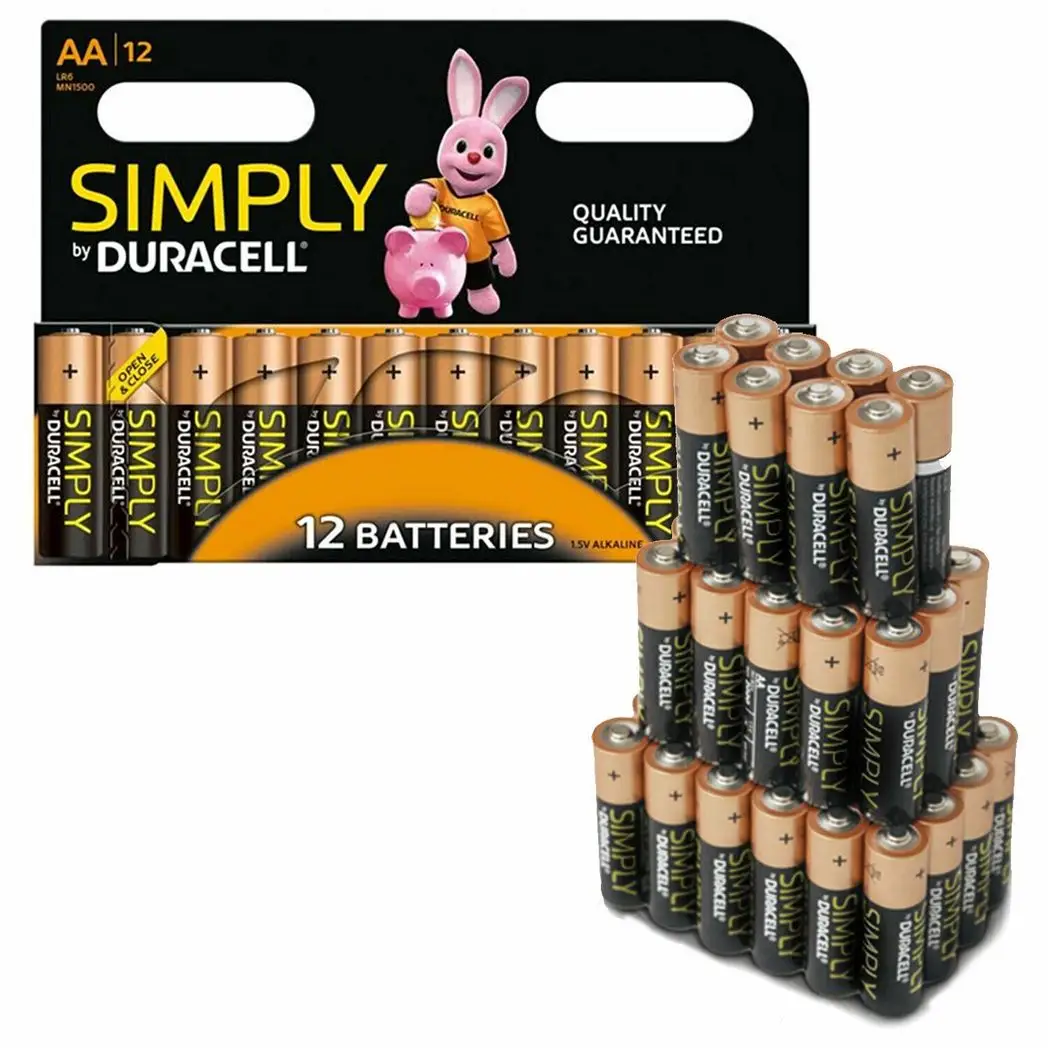 Duracell Simply AA Non Rechargeable Batteries, 12 Pack by Duracell